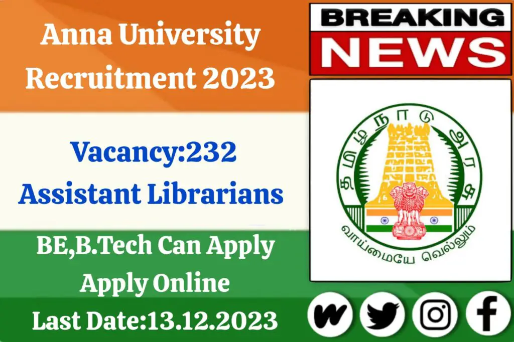 Anna University Recruitment 2023: Seize the Opportunity! Apply for 232 Teaching Faculty Positions Now!