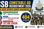 SSB Constable GD Recruitment 2026 for 404 Sports Quota Vacancies – Apply Now