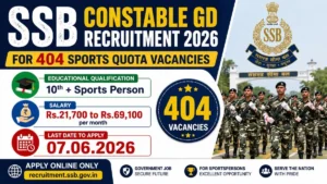 SSB Constable GD Recruitment 2026 for 404 Sports Quota Vacancies – Apply Now